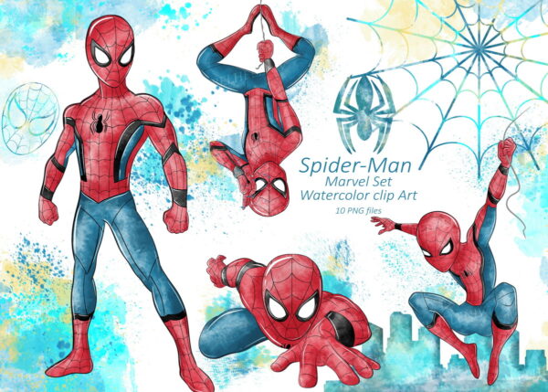 Kit Digital Homem Aranha Aquarela