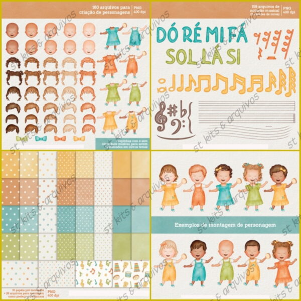 Kit Digital Instrumentos Musicais Em Aquarela - Image 3