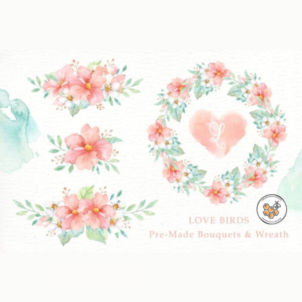 Kit Digital Jardim de Pássaros Aquarela - Love Birds - Imagem 4