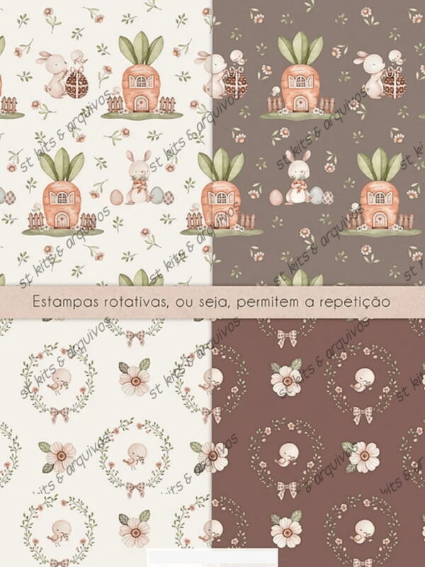 Kit Digital Jardim dos Coelhinhos em Aquarela - Imagem 5