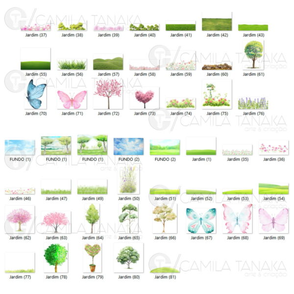 Kit Digital Jardim Encantado Aquarela 23 (pague 1 Leve 3) - Imagem 2
