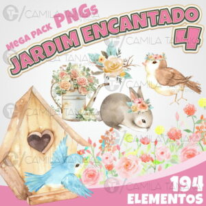 Kit Digital Jardim Encantado Aquarela 4 (pague 1 Leve 3)