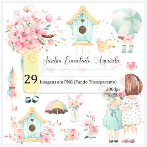 Kit Digital - Jardim Encantado Aquarela (Mia e Lola)