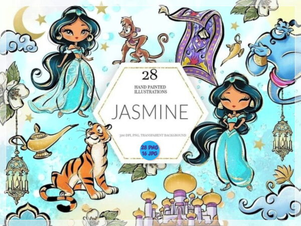 Kit Digital Jasmine Aquarela