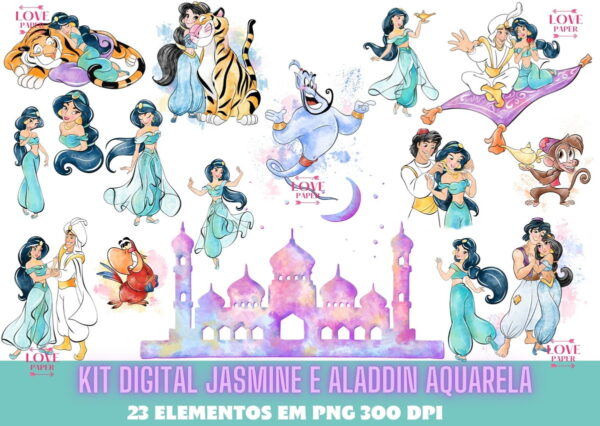 Kit Digital Jasmine e Aladdin Aquarela