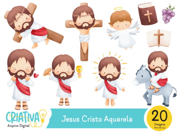 Kit Digital - Jesus Cristo Aquarela