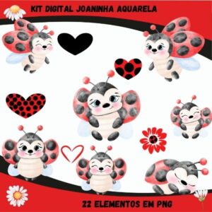 Kit Digital Joaninha Aquarela