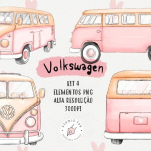 Kit Digital Kombi Rosa Aquarela 4 PNG -C.107