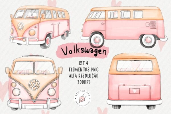 Kit Digital Kombi Rosa Aquarela 4 PNG -C.107
