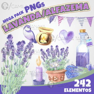 Kit Digital Lavanda Alfazema Aquarela (pague 1 Leve 3)