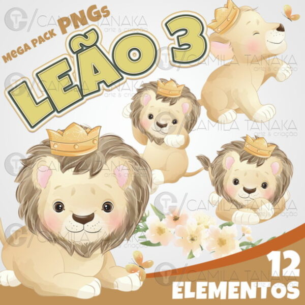 Kit Digital Leão Aquarela 3 (pague 1 Leve 3)