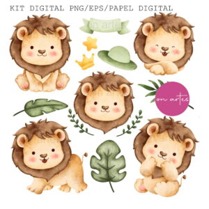 Kit Digital Leão Aquarela
