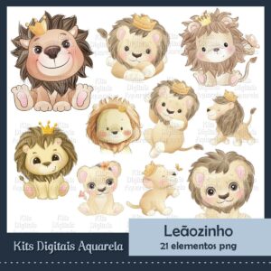 Kit Digital Leãozinho Aquarela