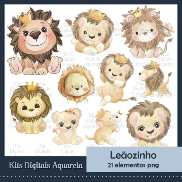 Kit Digital Leãozinho Aquarela