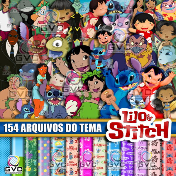 Kit Digital Lilo e Stitch Original, Aquarela e Cute