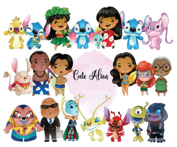 Kit Digital Lilo e Stitch Aquarela