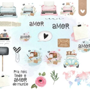 Kit Digital - Love Cute Aquarela (cod. 0226)