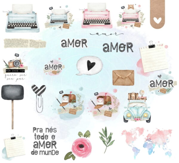 Kit Digital - Love Cute Aquarela (cod. 0226)