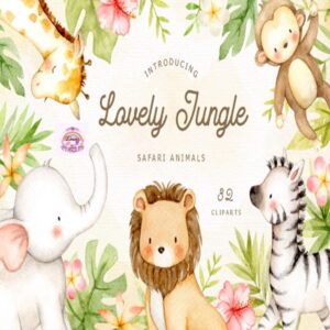 Kit Digital Lovely Jungle Aquarela Safari