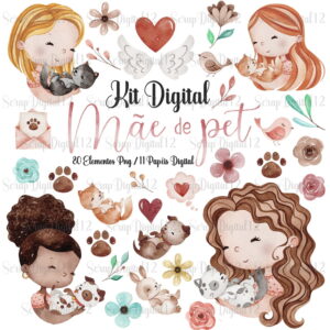 Kit Digital - Mãe de Pet Aquarela