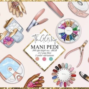 Kit Digital Manicure Nail Salão Aquarela 112 PNG - Cód.51
