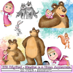 Kit Digital Masha e o Urso Aquarela