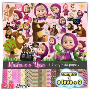 Kit Digital Masha e o Urso + Fonte do Tema
