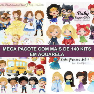 Kit Digital Mega Pacote Aquarela Arquivo Png