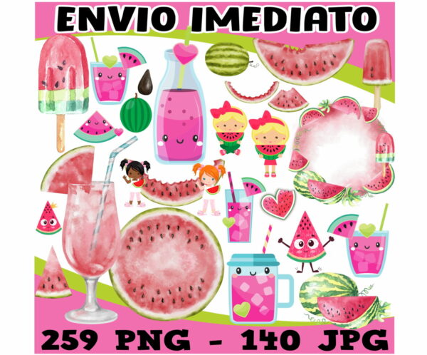 Kit Digital Melancia Aquarela