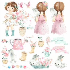 Kit Digital Menina Aquarela