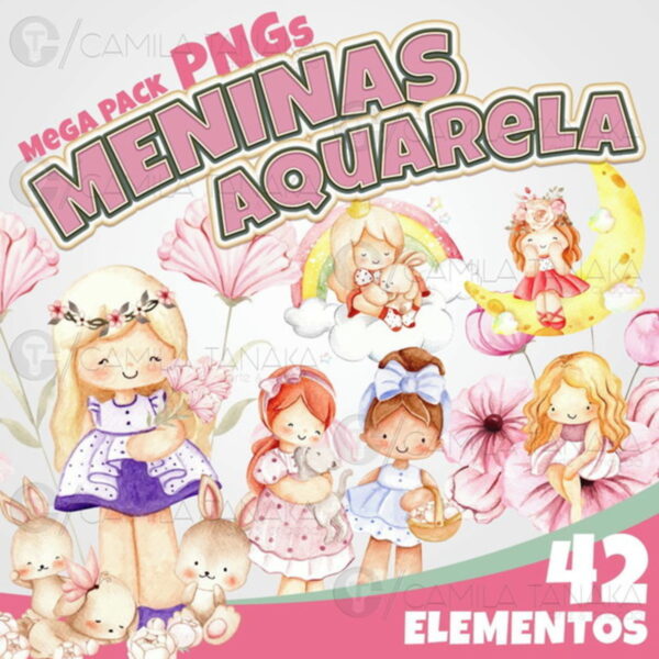 Kit Digital Menina Aquarela (pague 1 Leve 3)