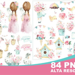 Kit Digital Menina Jardim Aquarela