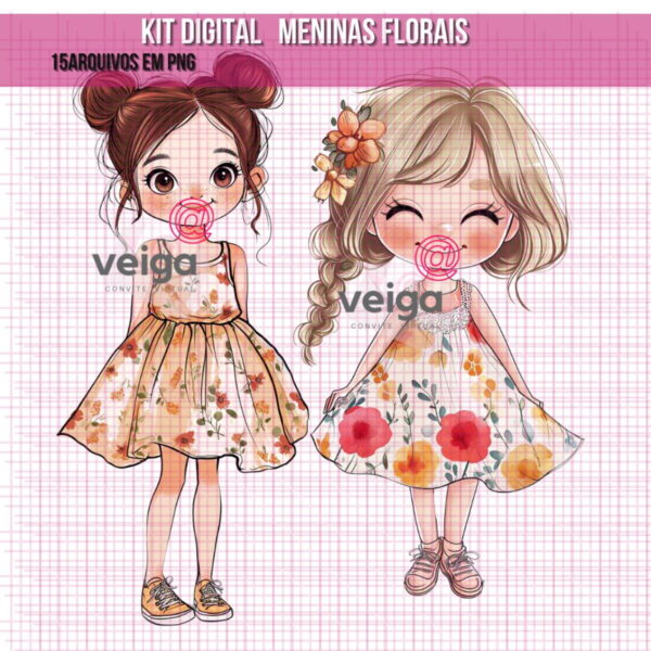 Kit Digital Meninas Florais Aquarela Exclusivo - Image 4
