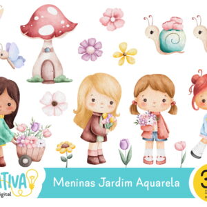 Kit Digital - Meninas Jardim Aquarela