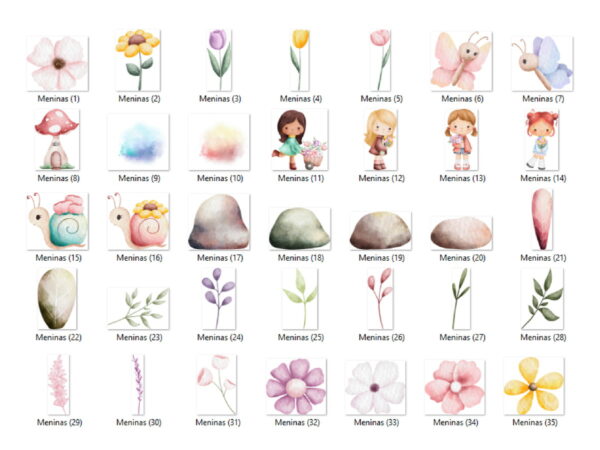 Kit Digital - Meninas Jardim Aquarela - Image 2