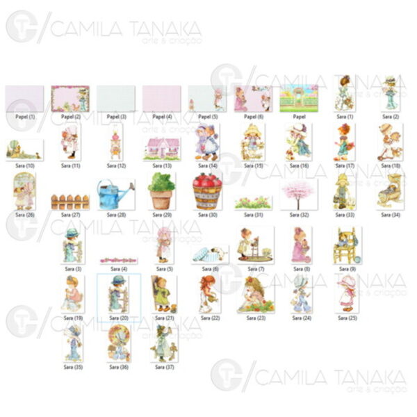 Kit Digital Meninas Jardim Aquarela Vintage (pague 1 Leve 3) - Imagem 2