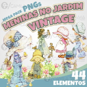 Kit Digital Meninas Jardim Aquarela Vintage (pague 1 Leve 3)