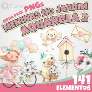 Kit Digital Meninas no Jardim Aquarela 2 (pague 1 Leve 3)