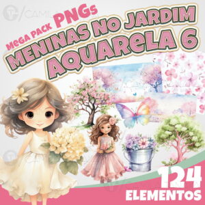 Kit Digital Meninas no Jardim Aquarela 6 (pague 1 Leve 3)