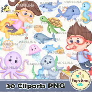 Kit Digital Mergulhador Aquarela