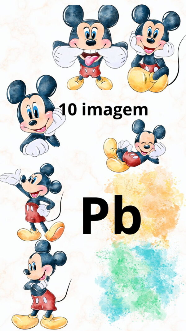 Kit Digital Mickey Aquarela -compre 1 Leve 5