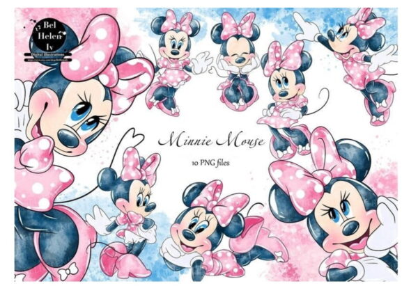 Kit Digital Mickey e Minnie Aquarela - Imagem 2