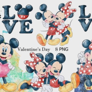 Kit Digital Mickey e Minnie Aquarela