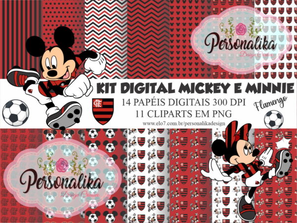 Kit Digital Mickey E Minnie Flamengo