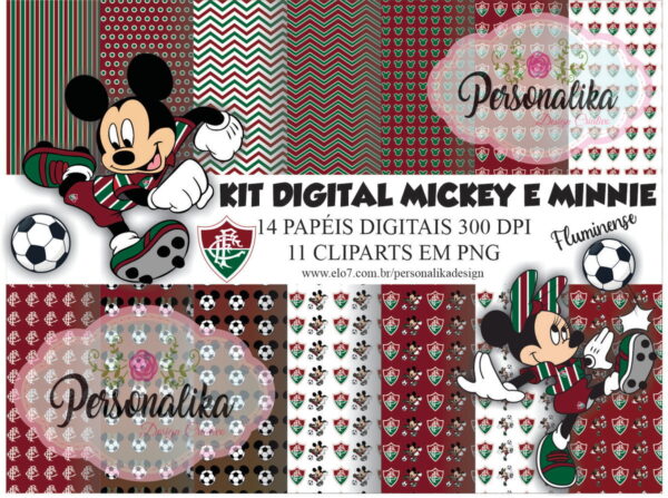 Kit Digital Mickey E Minnie Fluminense