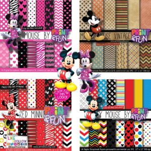 Kit Digital Mickey e Minnie Mouse