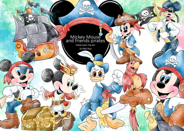 Kit Digital - Mickey Pirata Aquarela