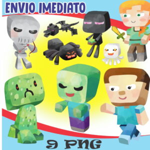 Kit Digital Minecraft Cute Aquarela