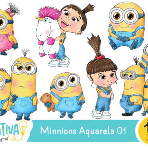 Kit Digital - Minions Aquarela 01