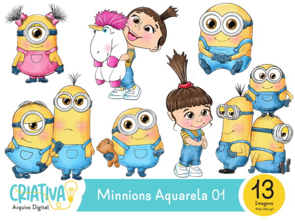 Kit Digital - Minions Aquarela 01